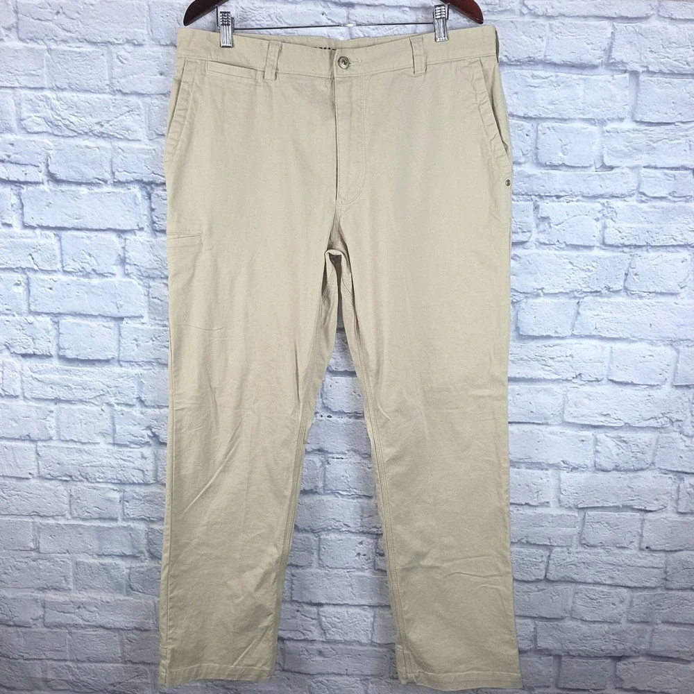 Duluth Trading Co Flex Ballroom Khakis Mens Trim Fit Tan Chino Pants Sz 36X31